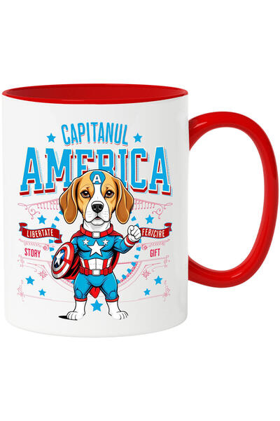 StoryGift Romania Cana cu boxer Caine In Costum de Capitan America cu Pelerin...