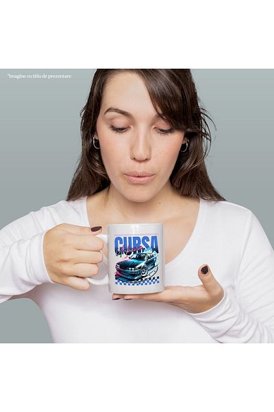 StoryGift Romania Cana Cursa Urbana Viteza Masina Puternica Adrenalina, 330ml, Ceramic Cu Maner Al, Cu ,stg