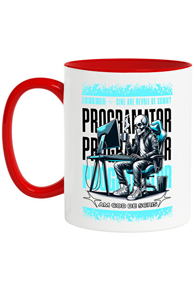 StoryGift Romania Cana Schelete cu Cana De Cafea La birou Cine are nevoie de somn Eu am cod de scr, Cu Maner Rosu