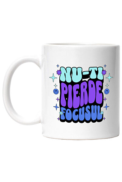 StoryGift Romania Cana Nu-ti Pierde Focusul, 330ml, Ceramic cu Maner Alb, Cu ...