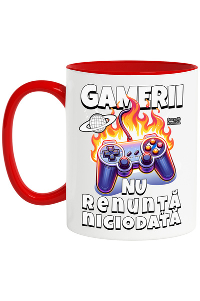 StoryGift Romania Cana maneta joc video Gamerii nu renunta niciodata, 330ml, ...