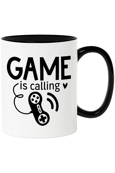 StoryGift Romania Cana cu o inimioara si un controller cu textul "Game is calling" - jocul ma chea, Cu Maner Negru