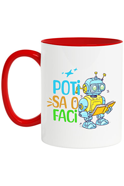 StoryGift Romania Cana Robot citind, poti sa o faci scoala, elev, 330ml, Cera...