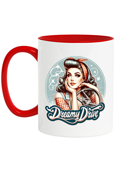 StoryGift Romania Cana cu mesajul "Dreamy Drive", ilustratie, stil retro, vec...