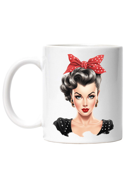 StoryGift Romania Cana cu o femeie frumoasa bruneta cu par scurt, ilustratie,...