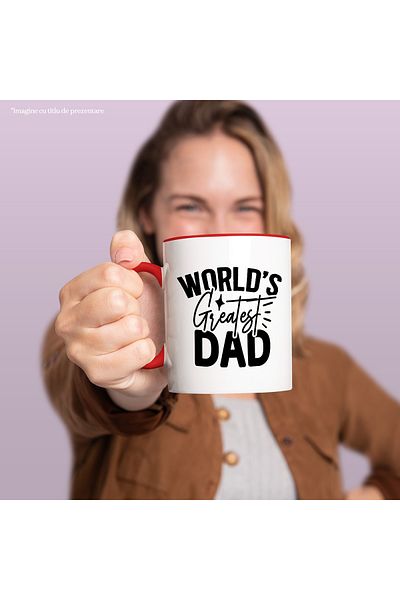 StoryGift Romania Mug for the coolest dad on the planet with a message in English with R Handle, Cu, STG.