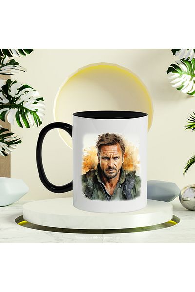 StoryGift Romania Mug With Liam Neeson, Actor, Celebrity, Film, Hollywood, Multicolor 330 ml, Sky, With ,STG