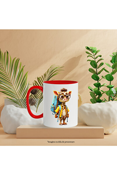 StoryGift Romania Mug With An Exploring Giraffe | Trip | Backpack | Loaded Luggage | Expedition, With ,stg