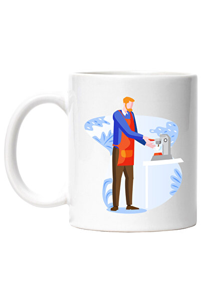 StoryGift Romania Cana Cu Cafetiera, Barista, Cafea, Multicolor 330 ml, Ceram...