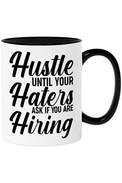 StoryGift Romania Cana cu mesaj care te indeamna sa muncesti pana cand dusmanii tai te intreaba da, Cu Maner Negru