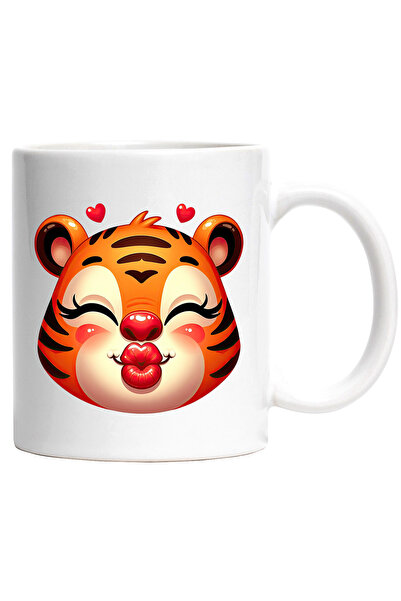 StoryGift Romania Cana cu o femela tigru care da un pupic | ilustratie | inim...