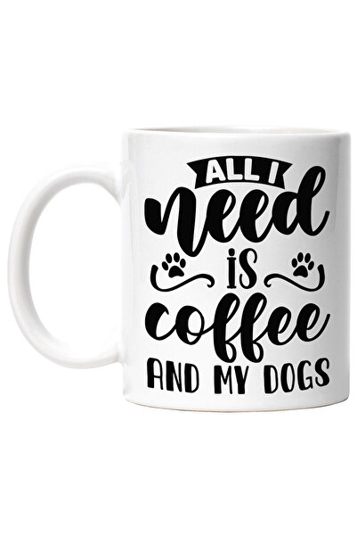 StoryGift Romania Paw Mug with the Message "I Just Need Coffee and My Dogs" w...