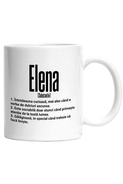 StoryGift Romania Cana Cu Numele Elena, si Mesaj Amuzant, Curioasa, Sociabila...