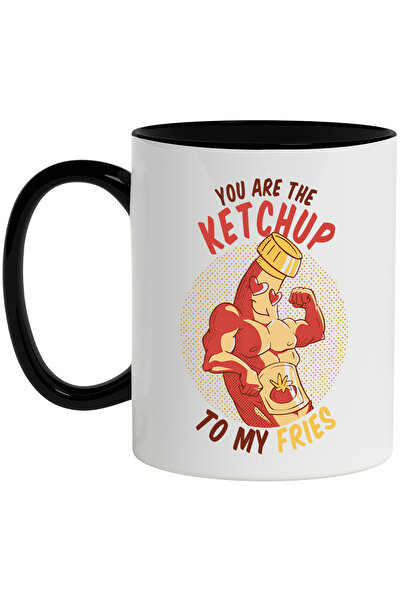 StoryGift Romania Cana Cu Mesaj In Engleza You Are The Ketchup To My Fries, Mancare, Multicolor 33, Cu Maner Negru