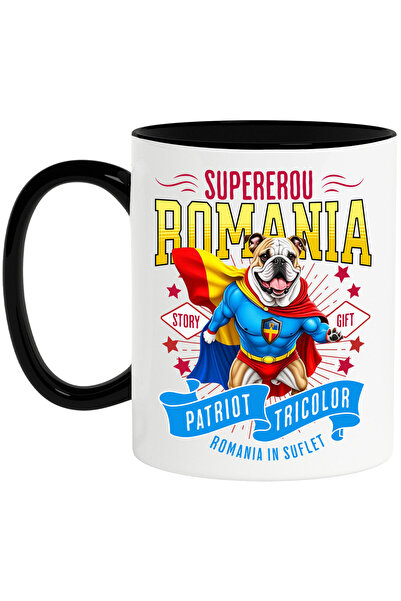 StoryGift Romania Cana cu Bulldog Caine In Costum de Capitan Romania cu Peler...