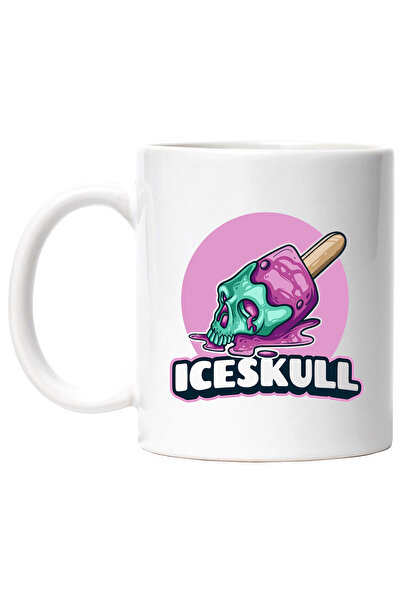 StoryGift Romania Cana Cu Mesaj Iceskull: Inghetata Topita, Craniu, Bat, Cerc, Multicolor 330 ml, , Cu Maner Alb