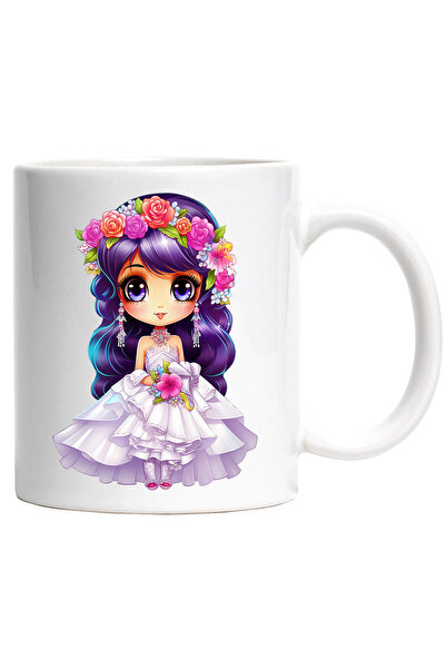 StoryGift Romania Cana cu o fata draguta intr-o rochie alba ca de mireasa | i...