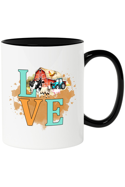 StoryGift Romania Cana cu ferma cu mesajul "Love", animale, tractor, pasare, ...