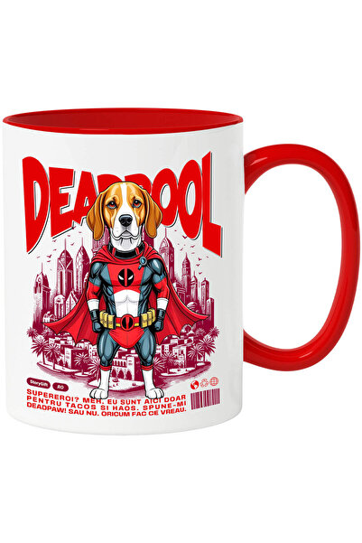 StoryGift Romania Cana cu boxer Caine In Costum de DeadPool cu Pelerina, Erou...