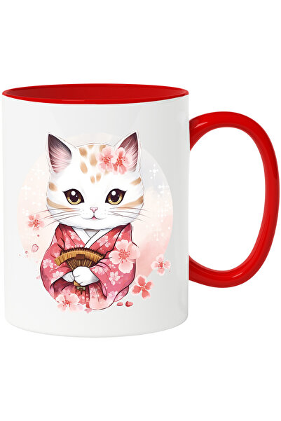 StoryGift Romania Cana cu o pisicuta in vestimentatie traditionala din Japoni...