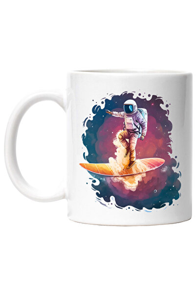 StoryGift Romania Cana cu un astronaut care se da cu o placa de surf | ilustr...