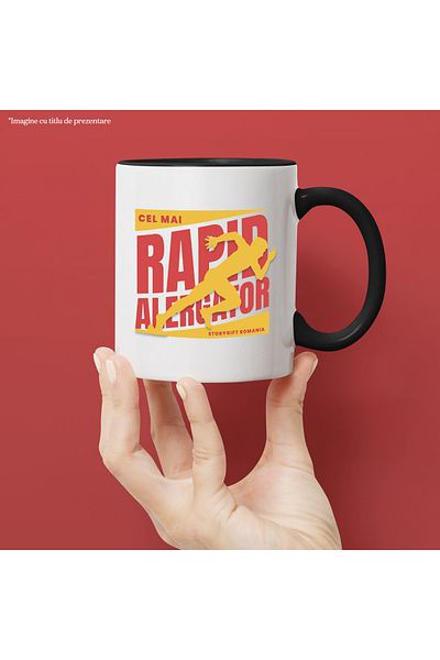 StoryGift Romania Mug Human Silhouette Running Fastest Runner, 330ml, Ceramic with Handle Ne, With, STG.