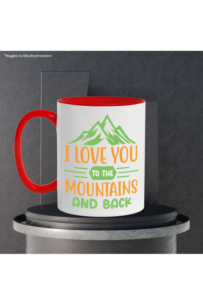 StoryGift Romania Mug with mountains and declaration of love "I love you to the mountains and back" with Man, Cu, STG.