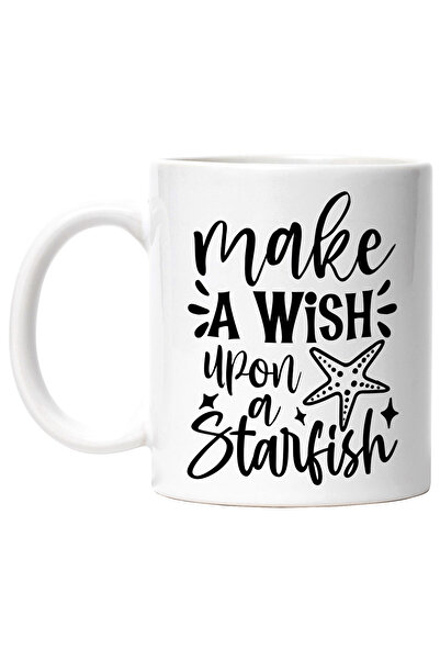 StoryGift Romania Cana cu mesaj care te indeamna sa iti pui o dorinta cand vezi o stea de mare cu , Cu Maner Alb