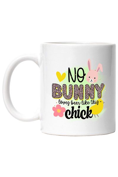 StoryGift Romania Cana cu mesajul "No bunny loves beer like this chick", Paste fericit, ilustratie, Cu Maner Alb