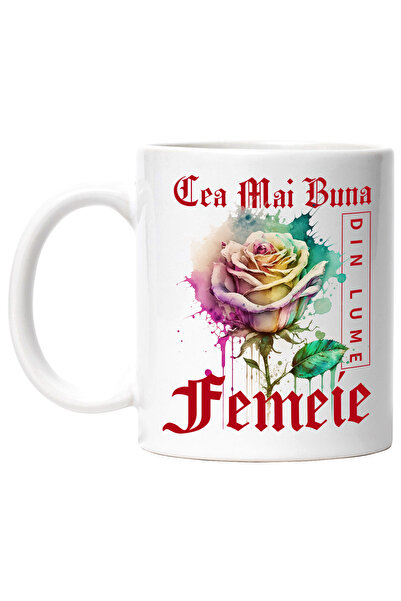 StoryGift Romania Cana Cu Textul Cea Mai Buna Femeie, Din Lume, Floare, Trand...
