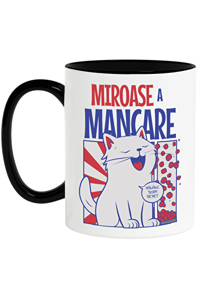 StoryGift Romania Cana Pisica alba mesaj haios MIROASE A MANCARE, iubtorii de...