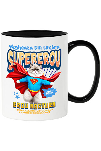 StoryGift Romania Cana cu Persan / persian Pisica In Costum de SuperMan cu Pe...