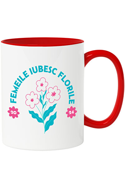 StoryGift Romania Cana Femeile iubesc florile floare roz natura , 330ml, Cera...