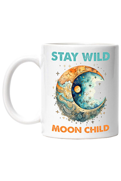 StoryGift Romania Cana cu mesajul "Stay wild, moon child", stilul hippie, cul...
