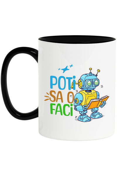 StoryGift Romania Cana Robot citind, poti sa o faci scoala, elev, 330ml, Cera...