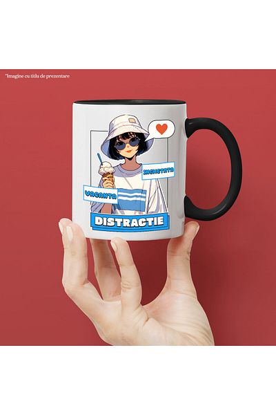 StoryGift Romania Mug with Asian Style Girl with Hat and Ice Cream Text Holiday Fun Ice Cream, With