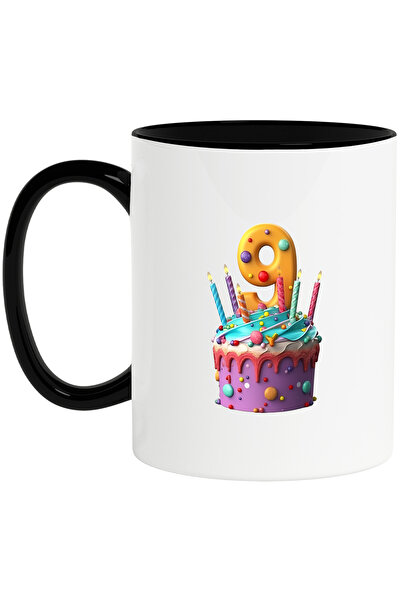 StoryGift Romania Cana cu tort cu cifra 9, noua ani, ilustratie, pentru copii...