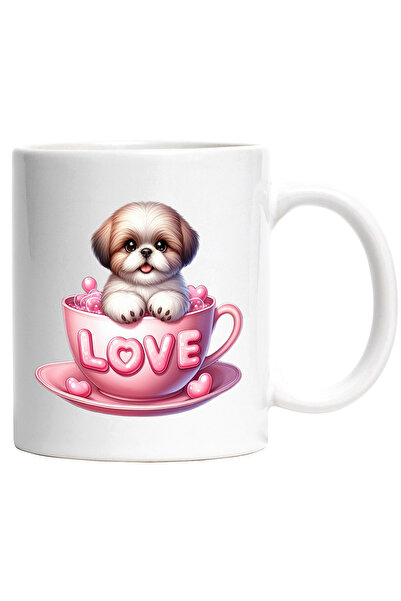 StoryGift Romania Cana cu un catel blanos de talie mica | ilustratie | sta in...