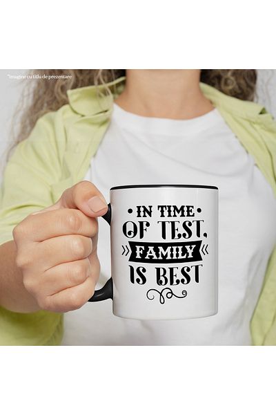 StoryGift Romania Mug with the message "In testing times, family is the best" - holder with Handle N, Cu