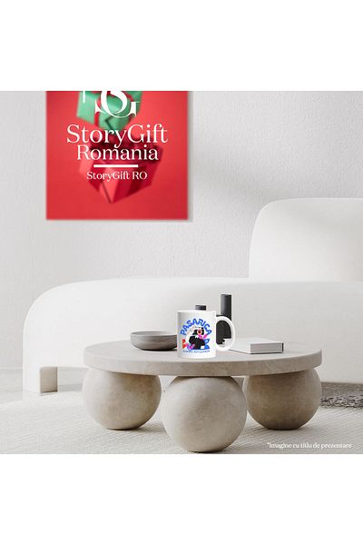StoryGift Romania Cana cu Cor Uman Aparat Foto Vintige Hobby Fotografie Text Zambiti La Poza , Cer, Cu Maner Alb
