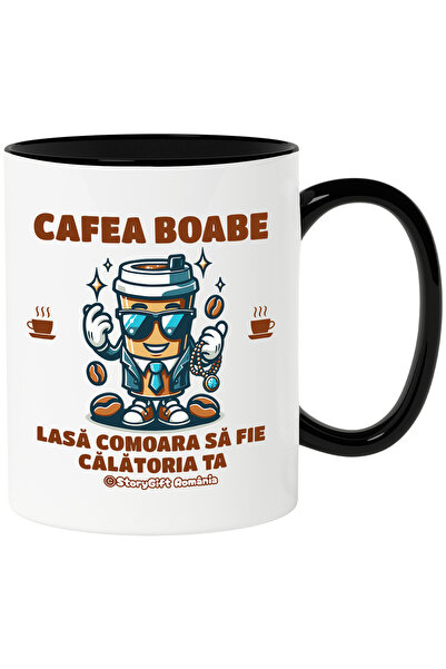 StoryGift Romania Cana cafea boabe pahar in costum cu bijuterii comoara, 330m...