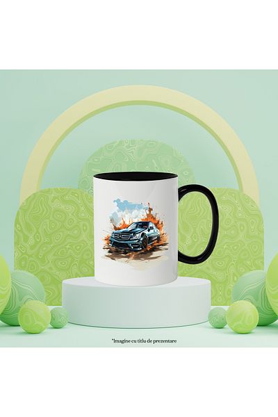 StoryGift Romania Mug With Car, Mercedes Benz, Clouds, Sky, Wheels, Splash, Multicolor 330 ml, Ceram, With ,STG