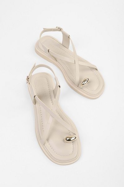 Shoeberry Women's Julina Beige Skin Buckle Sandals