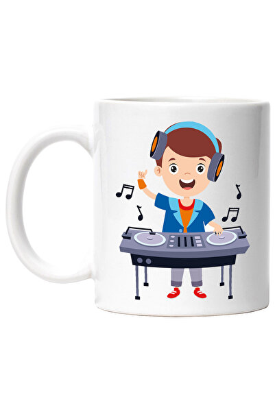 StoryGift Romania Cana Cu Dj, Muzica, Casti, Camasa, Mixaj, Consola, Multicolor 330 ml, Ceramica c, Cu Maner Alb