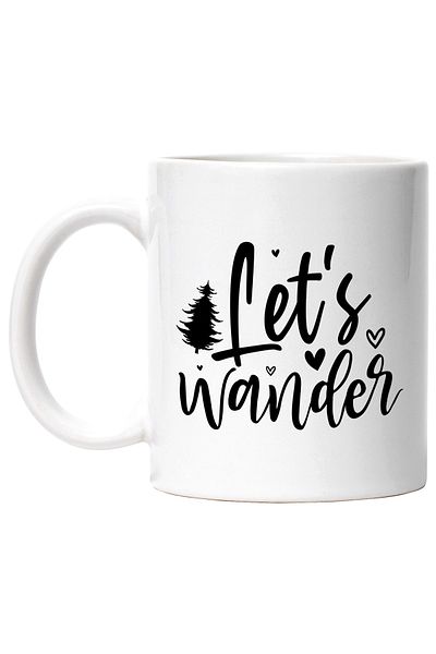 StoryGift Romania Cana cu inimioare si textul in limba engleza "Let's wander" - hai sa ratacim/hoi, Cu Maner Alb