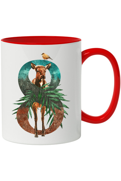 StoryGift Romania Cana Cu Cifra, 8, Frunze, Vrabie, Pasare, Caprioara, Multic...