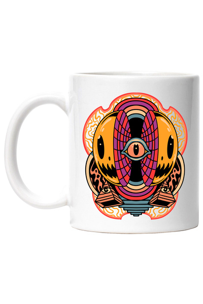 StoryGift Romania Cana Cu Emoji, Illuminati, Abstract, Ochi, Matrix, Curcubeu, Multicolor 330 ml, , Cu Maner Alb