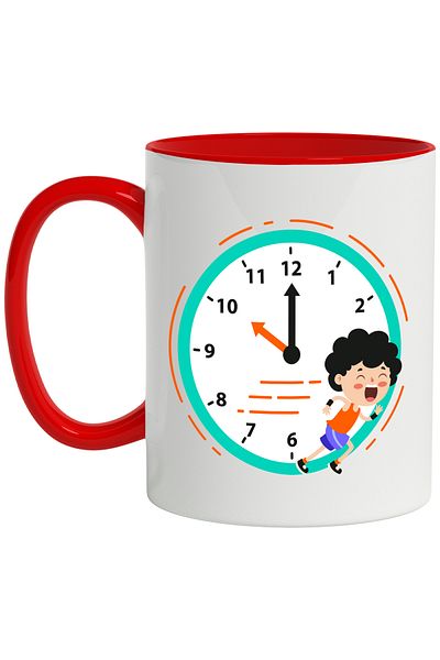 StoryGift Romania Cana Cu Ceas, Cronometru, Sportiv, Atletism, Alergare, Timp, Multicolor 330 ml, , Cu Maner Rosu