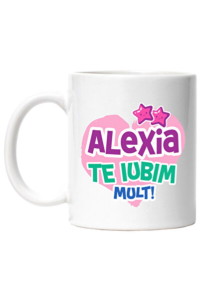 StoryGift Romania Cana cu Inima Roz Cu Stele Zambitoare Text Alexia Te Iubim ...