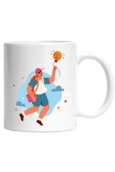 StoryGift Romania Cana Cu Balon, Bec, Elev, Ghiozdan, Nori, Cer, Stele, Multi...